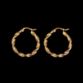 10K Italian Gold Twisted Textured Hoop Earrings – 25mm | 3mm