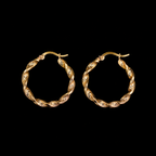 10K Italian Gold Twisted Textured Hoop Earrings – 25mm | 3mm