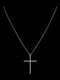 10K Italian Gold Fine Chain with Cross Pendant & Lab-Created Stones