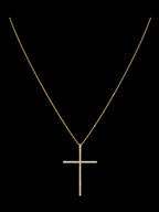 10K Italian Gold Fine Chain with Cross Pendant & Lab-Created Stones