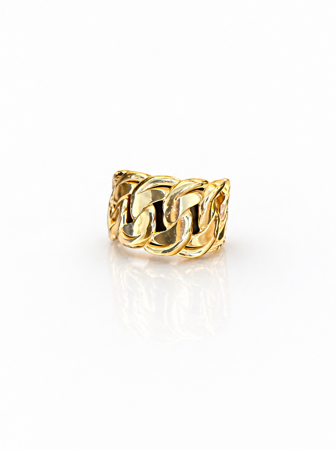 Anillo de oro italiano de 14 quilates con eslabones cubanos para mujer – Talla 8.5