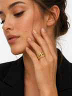 Anillo de oro italiano de 14 quilates con eslabones cubanos para mujer – Talla 8.5