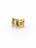 Anillo de oro italiano de 14 quilates con eslabones cubanos para mujer – Talla 8.5