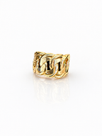 Anillo de oro italiano de 14 quilates con eslabones cubanos para mujer – Talla 8.5