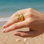 Anillo de mujer de oro de 10K con diseño de piel de serpiente