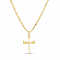 Cadena de oro de 10K con corte brillante y colgante de cruz, 22", 3mm, unisex