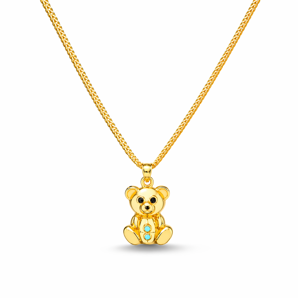 Cadena de oro de 10K con colgante de oso de peluche