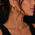 10K Italian Gold Twisted Textured Hoop Earrings – 25mm | 3mm
