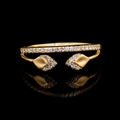 Anillo de oro italiano de 10K para mujer | Diseño de hojas con piedras creadas en laboratorio