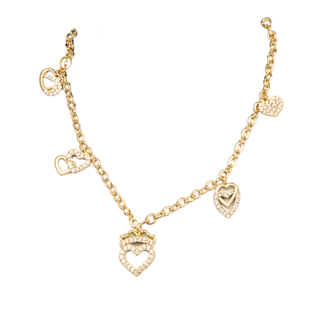 Pulsera de corazón de oro de 10 quilates para mujer