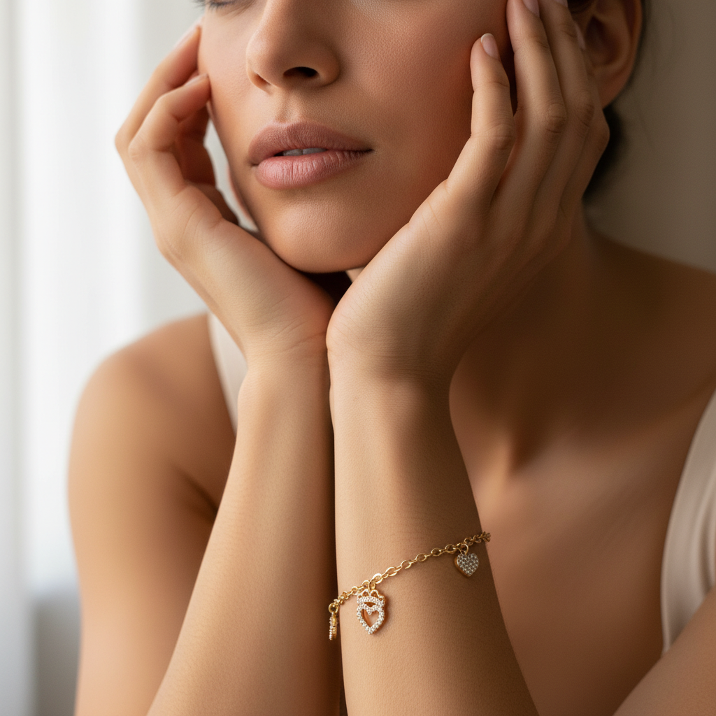 Women's 10K Gold Heart Bracelet